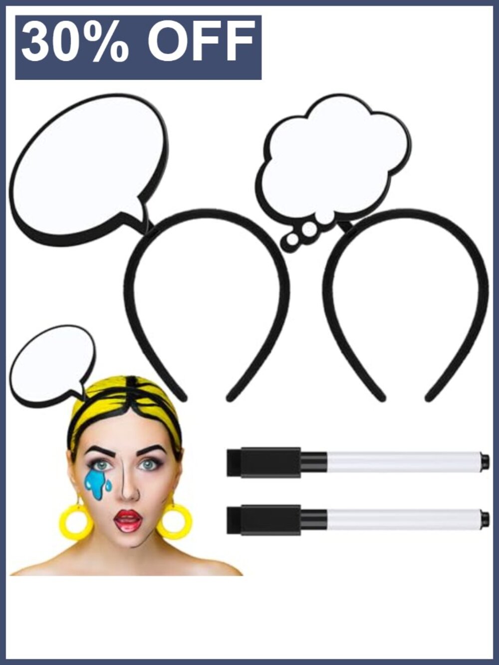 Halloween Thought Bubble Headbands 2 Pc Writable Whiteboard Costume Party